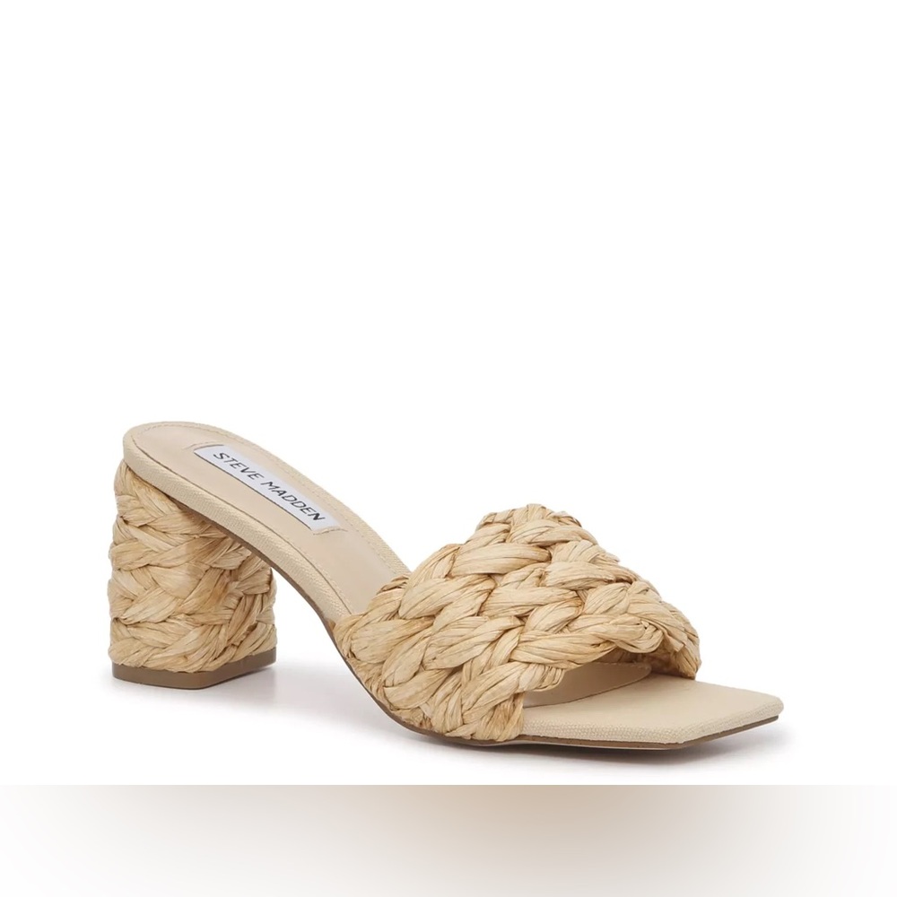 STEVE MADDEN Laveda Straw Raffia Natural Jute Slippers Slides Sandals - 8